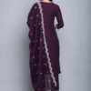 Women Wine Embroidery silk Kurta And Pant Set With Dupatta - Image 2