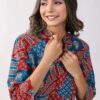 Women Printed Mandrain Collar Kurta And Pant Set - Image 4
