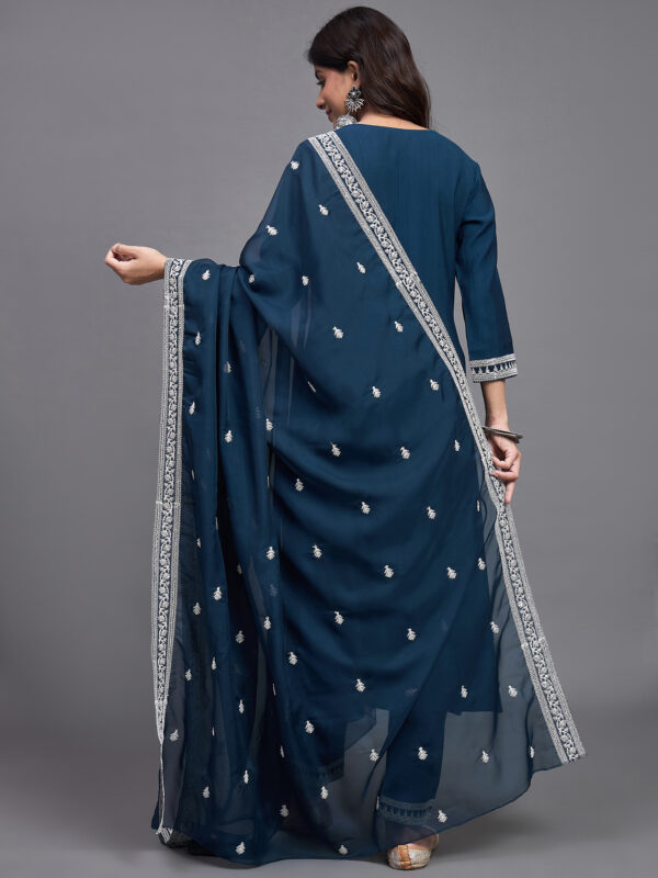 Women Embroidery A-Line Kurta And Pant set with Dupatta - Image 3
