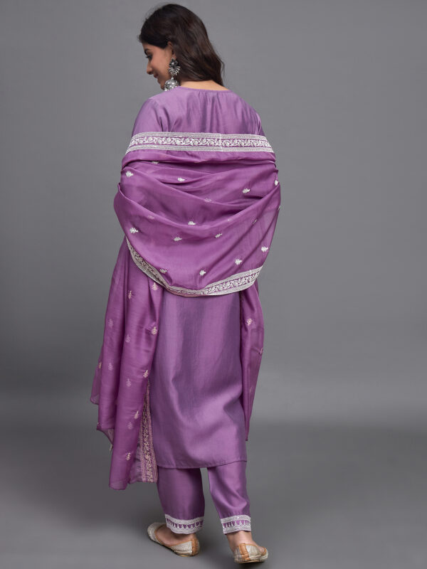 Women Embroidery A-Line Kurta And Pant set with Dupatta - Image 3