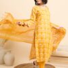 Women Viscose Yellow Straight Kurta And Pant Set With Dupatta - Image 3
