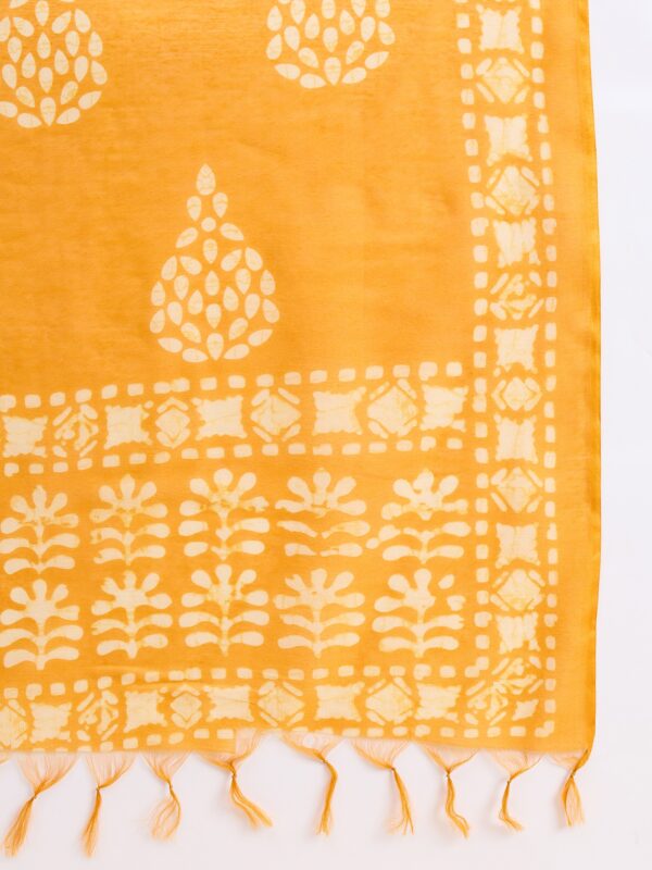 Women Viscose Yellow Straight Kurta And Pant Set With Dupatta - Image 2