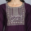 Women Wine Embroidery silk Kurta And Pant Set With Dupatta - Image 3