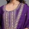 Women Embroidery Straight Purple Kurta And Pant set with Dupatta - Image 3