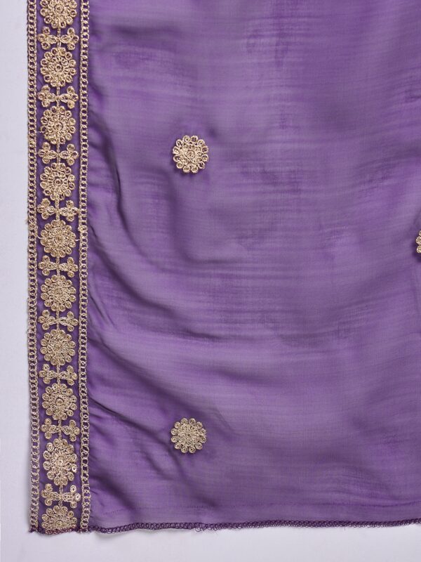 Women Embroidery Straight Purple Kurta And Pant set with Dupatta - Image 2